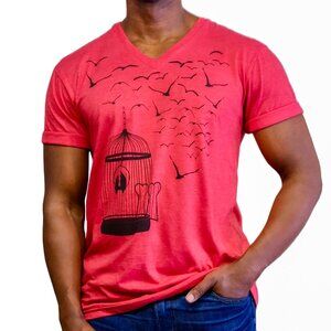 Greater Heights - Red V-Neck T-Shirt - Red by Devils May Care - Unisex